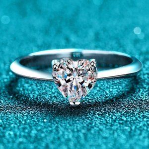 Certified 2ct. t.w. Moissanite Diamond Heart Engagement Ring NEW